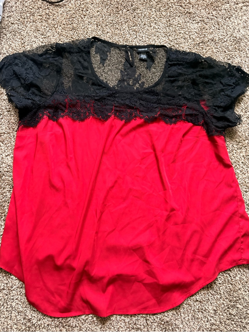 Torrid Red Lace Cap Sleeve Top